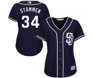 Women's Majestic San Diego Padres #34 Craig Stammen Authentic Navy Blue Alternate 1 Cool Base MLB Jersey