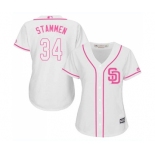 Women's Majestic San Diego Padres #34 Craig Stammen Replica White Fashion Cool Base MLB Jersey