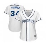 Women's Majestic San Diego Padres #34 Craig Stammen Replica White Home Cool Base MLB Jersey