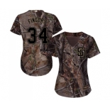 Women's Majestic San Diego Padres #34 Rollie Fingers Authentic Camo Realtree Collection Flex Base MLB Jersey