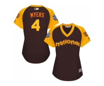 Women's Majestic San Diego Padres #4 Wil Myers Authentic Brown 2016 All-Star National League BP Cool Base Cool Base MLB Jersey