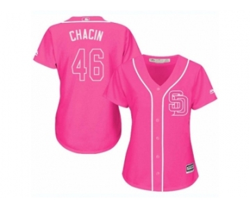 Women's Majestic San Diego Padres #46 Jhoulys Chacin Replica Pink Fashion Cool Base MLB Jersey