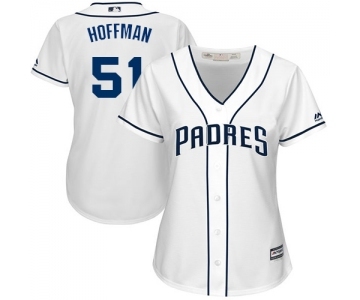 Women's Majestic San Diego Padres #51 Trevor Hoffman Replica White Home Cool Base MLB Jersey