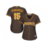 Women's San Diego Padres #15 Cory Spangenberg Brown Alternate Stitched MLB Jersey