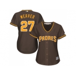 Women's San Diego Padres #27 Jered Weaver Brown Alternate Stitched MLB Jersey