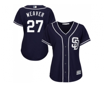 Women's San Diego Padres #27 Jered Weaver Navy Blue Alternate Stitched MLB Jersey