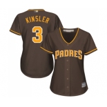 Women's San Diego Padres #3 Ian Kinsler Authentic Brown Alternate Cool Base Baseball Jersey