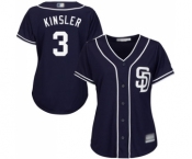 Women's San Diego Padres #3 Ian Kinsler Authentic Navy Blue Alternate 1 Cool Base Baseball Jersey