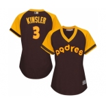 Women's San Diego Padres #3 Ian Kinsler Replica Brown Alternate Cooperstown Cool Base Baseball Jersey