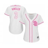 Women's San Diego Padres #3 Ian Kinsler Replica White Fashion Cool Base Baseball Jersey