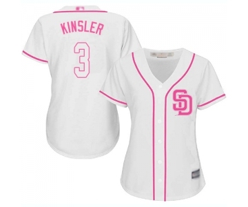 Women's San Diego Padres #3 Ian Kinsler Replica White Fashion Cool Base Baseball Jersey