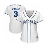 Women's San Diego Padres #3 Ian Kinsler Replica White Home Cool Base Baseball Jersey