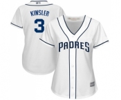 Women's San Diego Padres #3 Ian Kinsler Replica White Home Cool Base Baseball Jersey