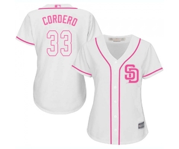 Women's San Diego Padres #33 Franchy Cordero Authentic White Fashion Cool Base Baseball Jersey