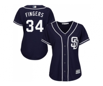 Women's San Diego Padres #34 Rollie Fingers Navy Blue Alternate Stitched MLB Jersey