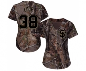 Women's San Diego Padres #38 Aaron Loup Authentic Camo Realtree Collection Flex Base Baseball Jersey