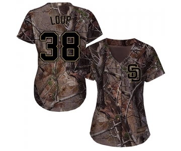 Women's San Diego Padres #38 Aaron Loup Authentic Camo Realtree Collection Flex Base Baseball Jersey