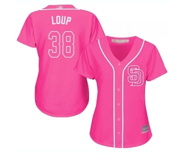 Women's San Diego Padres #38 Aaron Loup Replica Pink Fashion Cool Base Baseball Jersey