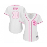 Women's San Diego Padres #38 Aaron Loup Replica White Fashion Cool Base Baseball Jersey