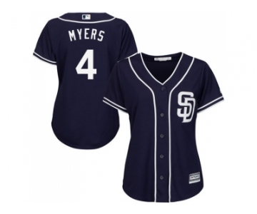 Women's San Diego Padres #4 Wil Myers Navy Blue Alternate Stitched MLB Jersey