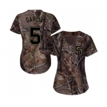 Women's San Diego Padres #5 Greg Garcia Authentic Camo Realtree Collection Flex Base Baseball Jersey