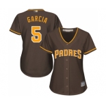 Women's San Diego Padres #5 Greg Garcia Replica Brown Alternate Cool Base Baseball Jersey