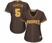 Women's San Diego Padres #5 Greg Garcia Replica Brown Alternate Cool Base Baseball Jersey