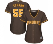 Women's San Diego Padres #55 Matt Strahm Authentic Brown Alternate Cool Base Baseball Jersey