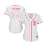 Women's San Diego Padres #55 Matt Strahm Authentic White Fashion Cool Base Baseball Jersey