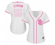 Women's San Diego Padres #55 Matt Strahm Authentic White Fashion Cool Base Baseball Jersey