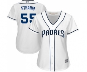 Women's San Diego Padres #55 Matt Strahm Authentic White Home Cool Base Baseball Jersey