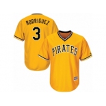 Youth Majestic Pittsburgh Pirates #3 Sean Rodriguez Authentic Gold Alternate Cool Base MLB Jersey