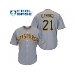 Youth Pittsburgh Pirates #21 Roberto Clemente Grey Cool Base Stitched MLB Jersey