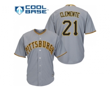 Youth Pittsburgh Pirates #21 Roberto Clemente Grey Cool Base Stitched MLB Jersey