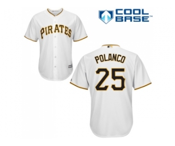 Youth Pittsburgh Pirates #25 Gregory Polanco White Cool Base Stitched MLB Jersey