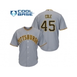 Youth Pittsburgh Pirates #45 Gerrit Cole Grey Cool Base Stitched MLB Jersey