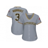 Women Majestic Pittsburgh Pirates #3 Sean Rodriguez Authentic Grey Road Cool Base MLB Jersey