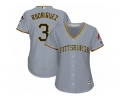 Women Majestic Pittsburgh Pirates #3 Sean Rodriguez Authentic Grey Road Cool Base MLB Jersey