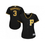 Women Majestic Pittsburgh Pirates #3 Sean Rodriguez Replica Black Alternate Cool Base MLB Jersey