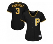 Women Majestic Pittsburgh Pirates #3 Sean Rodriguez Replica Black Alternate Cool Base MLB Jersey