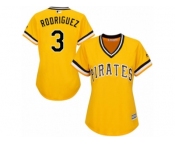 Women Majestic Pittsburgh Pirates #3 Sean Rodriguez Replica Gold Alternate Cool Base MLB Jersey