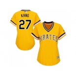 Women Pittsburgh Pirates #27 Jung-ho Kang Gold Alternate Stitched MLB Jersey