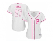 Women Pittsburgh Pirates #27 Jung-ho Kang White Pink Fashion Stitched MLB Jersey