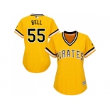 Women Pittsburgh Pirates #55 Josh Bell Gold Alternate Stitched MLB Jersey