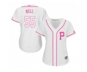 Women Pittsburgh Pirates #55 Josh Bell White Pink Fashion Stitched MLB Jersey