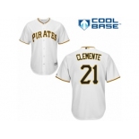 Women's Majestic Pittsburgh Pirates #21 Roberto Clemente Replica White Home Cool Base MLB Jersey