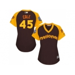 Women's Majestic Pittsburgh Pirates #45 Gerrit Cole Authentic Brown 2016 All-Star National League BP Cool Base MLB Jersey