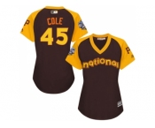 Women's Majestic Pittsburgh Pirates #45 Gerrit Cole Authentic Brown 2016 All-Star National League BP Cool Base MLB Jersey