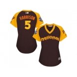 Women's Majestic Pittsburgh Pirates #5 Josh Harrison Authentic Brown 2016 All-Star National League BP Cool Base MLB Jersey