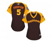 Women's Majestic Pittsburgh Pirates #5 Josh Harrison Authentic Brown 2016 All-Star National League BP Cool Base MLB Jersey